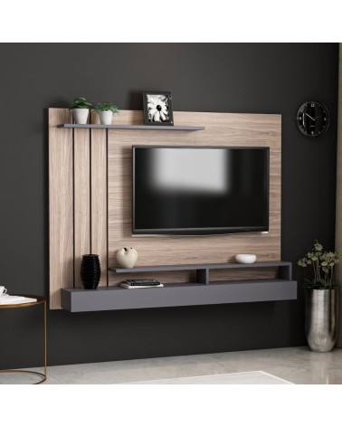 Parete porta tv Lawrance 157 noce particolari antracite