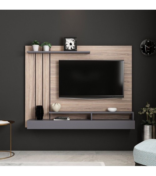Parete porta tv Lawrance 157 noce particolari antracite