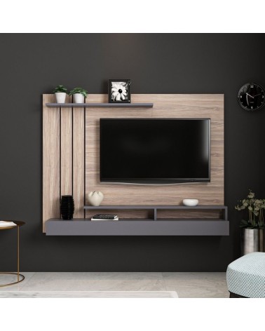 Parete porta tv Lawrance 157 noce particolari antracite