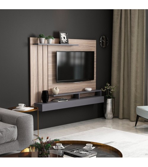 Parete porta tv Lawrance 157 noce particolari antracite