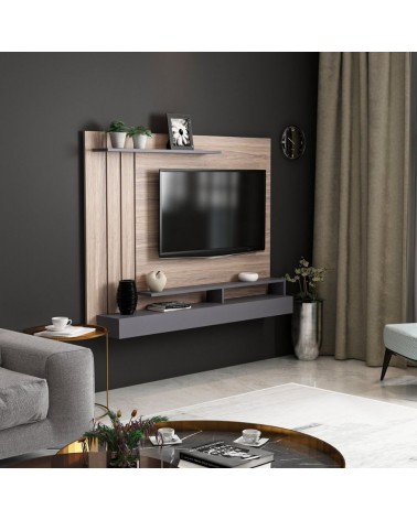Parete porta tv Lawrance 157 noce particolari antracite