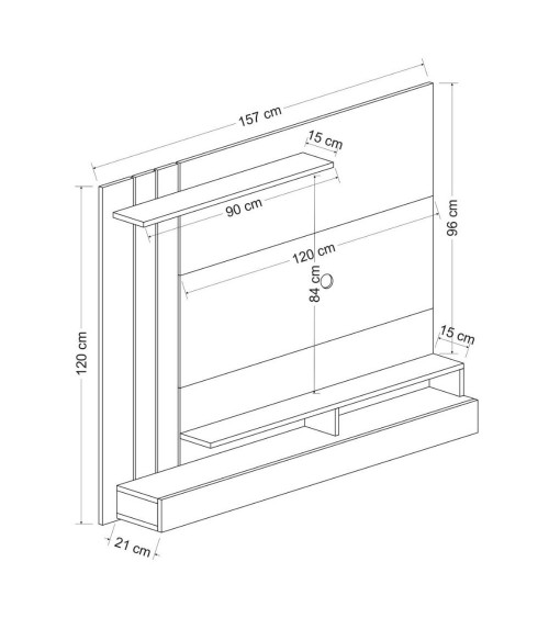 Parete porta tv Lawrance 157 noce particolari antracite