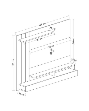 Parete porta tv Lawrance 157 noce particolari antracite