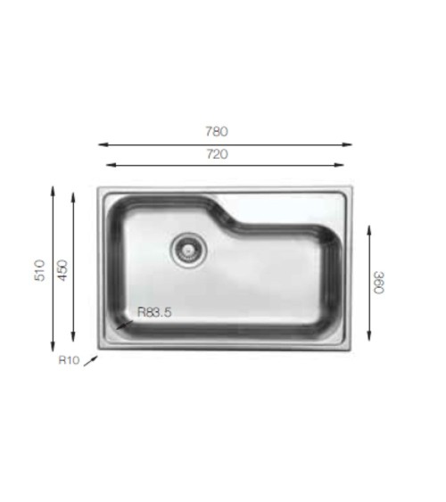 Samet Lavello da cucina DXT780 monovasca 78x51