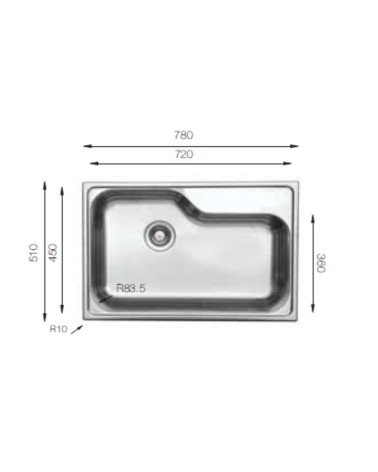 Samet Lavello da cucina DXT780 monovasca 78x51