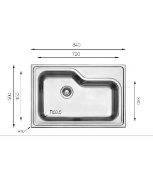 Samet Lavello da cucina DXT840 monovasca 84x56
