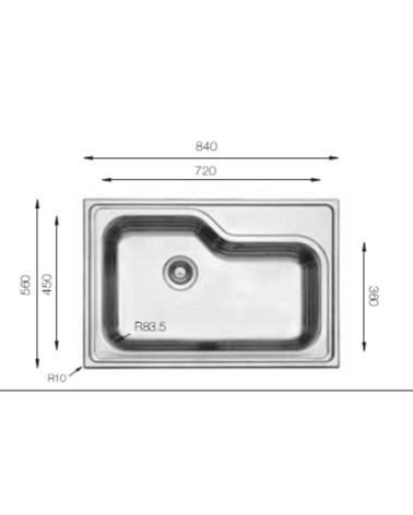Samet Lavello da cucina DXT840 monovasca 84x56