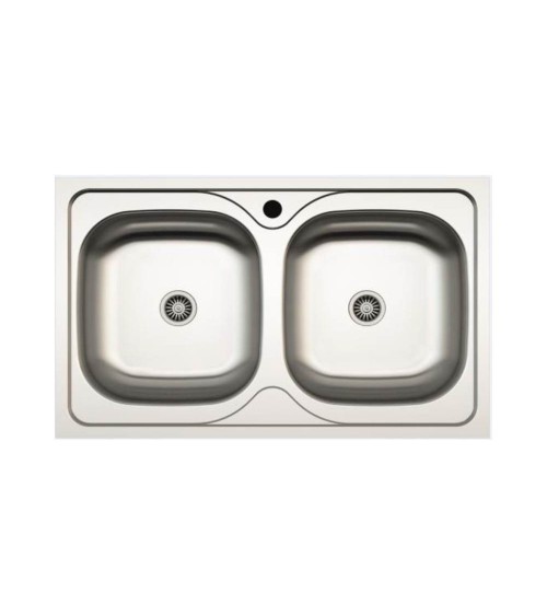 Lavello incasso cucina MP862V acciaio 86x50 cm due vasche