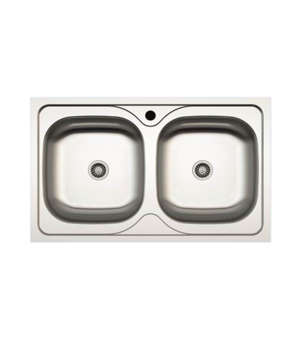 Lavello incasso cucina MP862V acciaio 86x50 cm due vasche