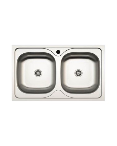 Lavello incasso cucina MP862V acciaio 86x50 cm due vasche