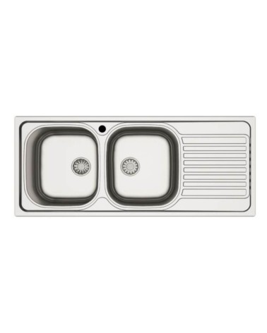 Lavello incasso cucina MP1162DX acciaio116x50 cm due vasche e gocciolatoio destro