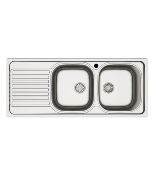 Lavello incasso cucina MP1162SX acciaio116x50 cm due vasche e gocciolatoio sinistro