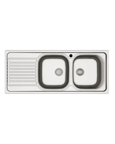 Lavello incasso cucina MP1162SX acciaio116x50 cm due vasche e gocciolatoio sinistro