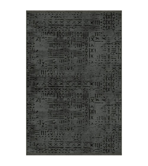 Tappeto ciniglia antiscivolo Vadi antracite decorazione geometrica 160x230