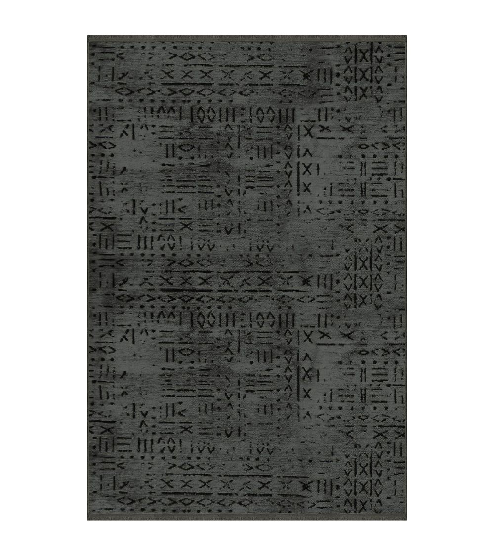 Tappeto ciniglia antiscivolo Vadi antracite decorazione geometrica 160x230