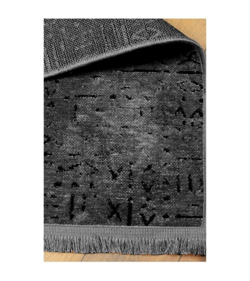 Tappeto ciniglia antiscivolo Vadi antracite decorazione geometrica 160x230