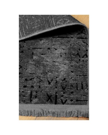 Tappeto ciniglia antiscivolo Vadi antracite decorazione geometrica 160x230
