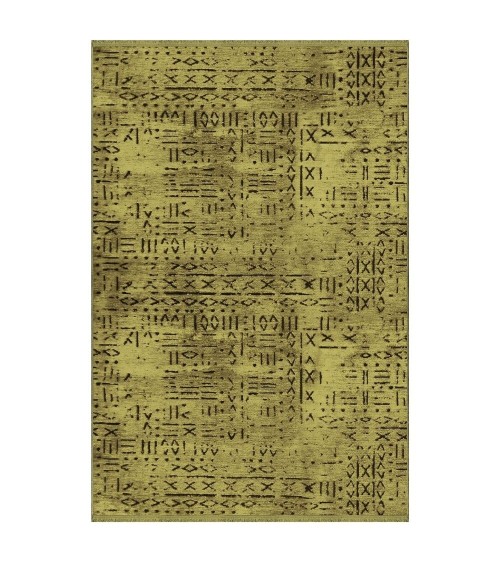 Tappeto ciniglia antiscivolo Vadi verde decorazione geometrica 120x180