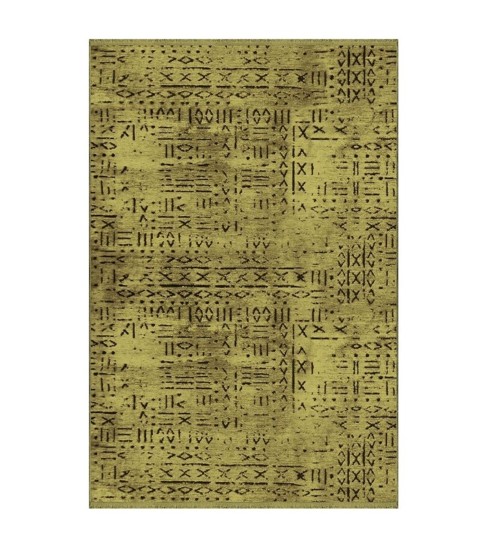 Tappeto ciniglia antiscivolo Vadi verde decorazione geometrica 120x180
