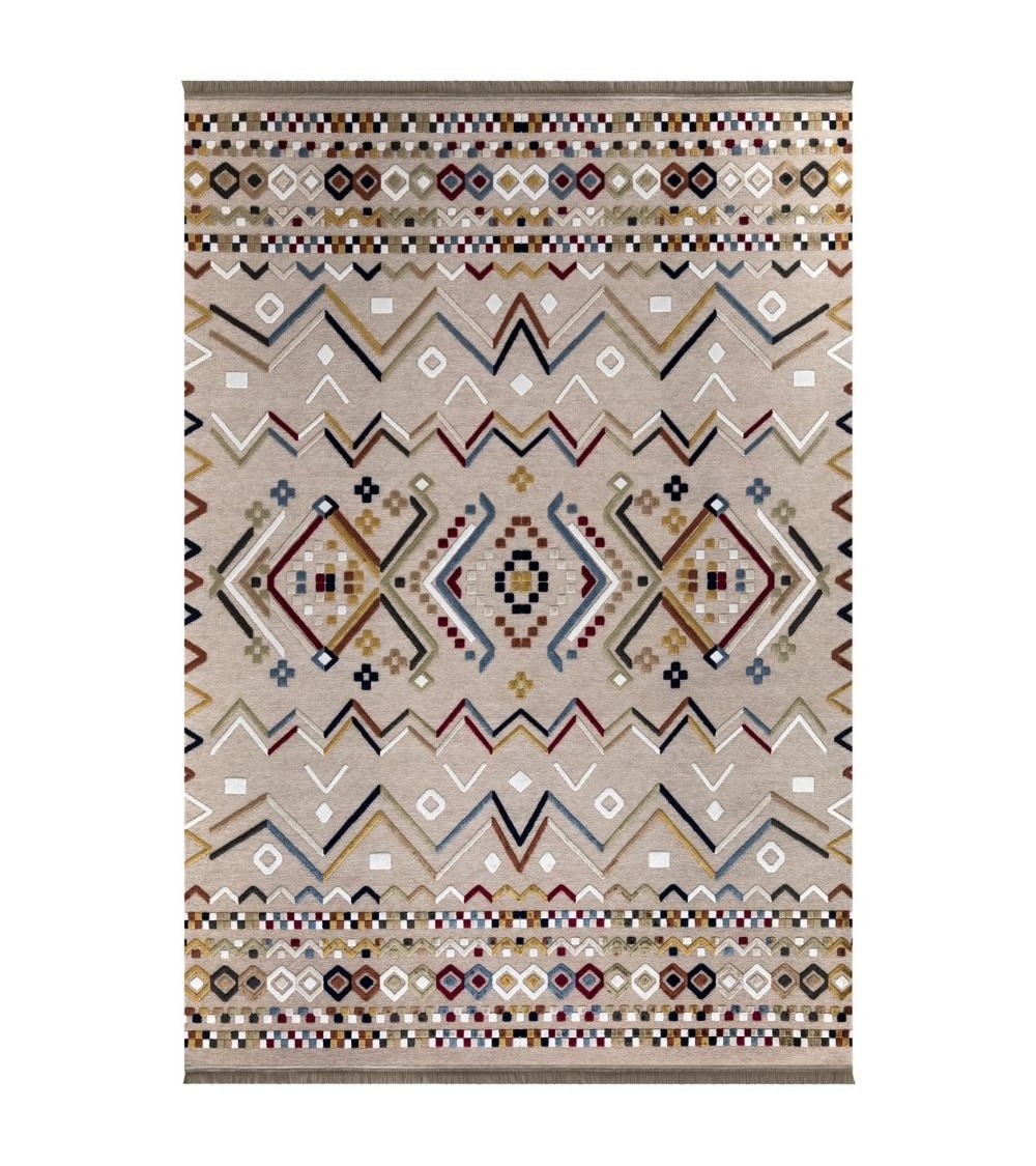 Tappeto antiscivolo Multicolor beige con decori colorati 160x230