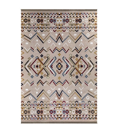 Tappeto antiscivolo Multicolor beige con decori colorati 120x180