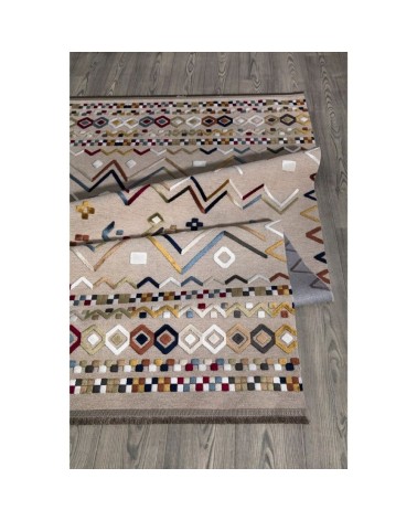 Tappeto antiscivolo Multicolor beige con decori colorati 120x180