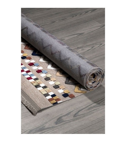 Tappeto antiscivolo Multicolor beige con decori colorati 120x180