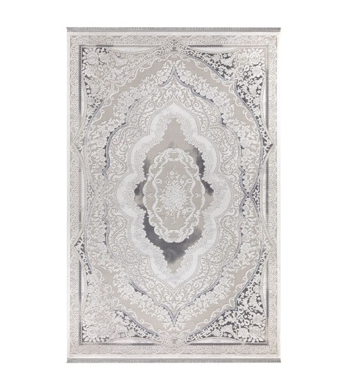 Tappeto Asya CR60 fondo grigio e decoro orientale bianco 160x230