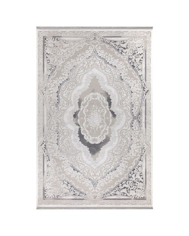 Tappeto Asya CR60 fondo grigio e decoro orientale bianco 160x230