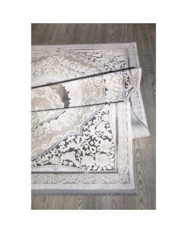 Tappeto Asya CR60 fondo grigio e decoro orientale bianco 160x230