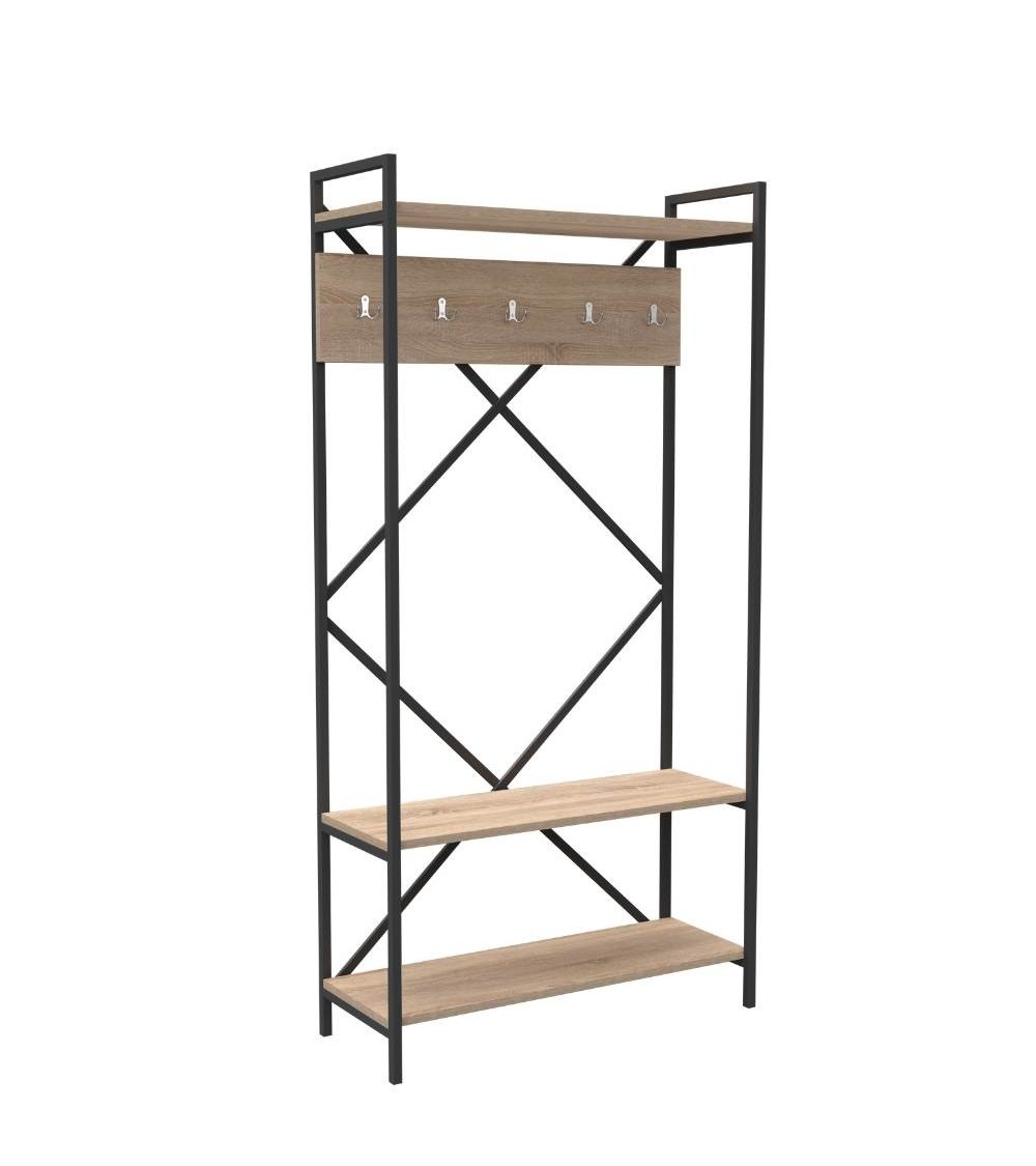Scaffale ingresso appendiabiti Kety metallo antracite