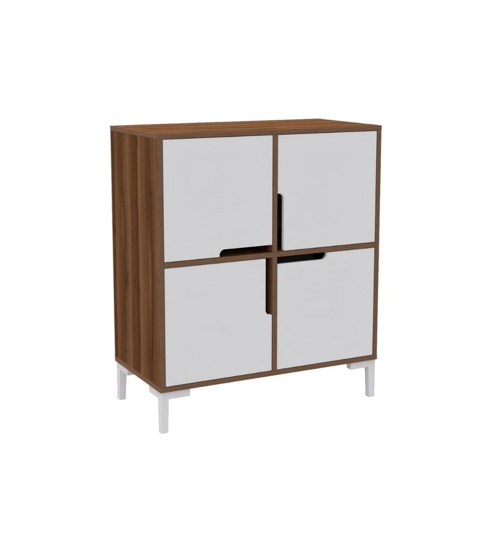 Multiuso Wind Tower 4 scomparti colore noce bianco90x45x90h