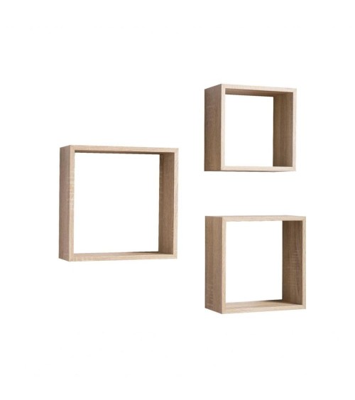 Set 3 mensole da parete Shelvy Cub forma cubo colore sonoma