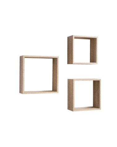 Set 3 mensole da parete Shelvy Cub forma cubo colore sonoma