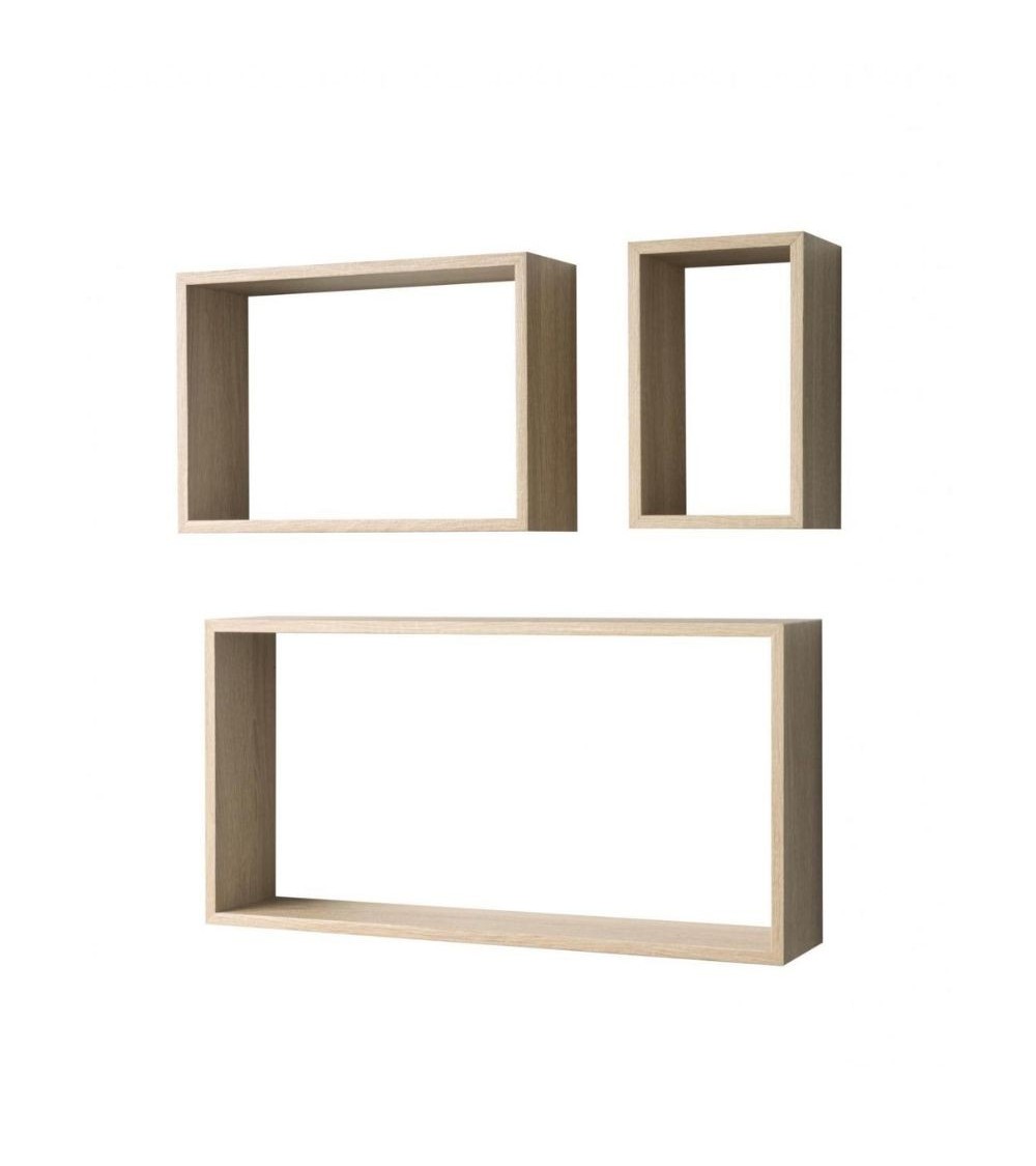 Set 3 mensole da parete Shelvy Rec forma rettangolare colore rovere sonoma