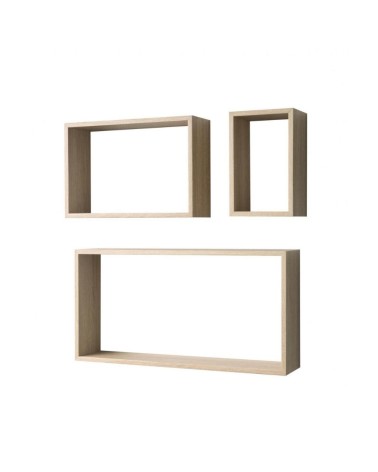 Set 3 mensole da parete Shelvy Rec forma rettangolare colore rovere sonoma