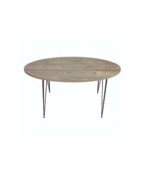 Tavolino ovale da salotto Terek p472 colore grigio pino gambe nere
