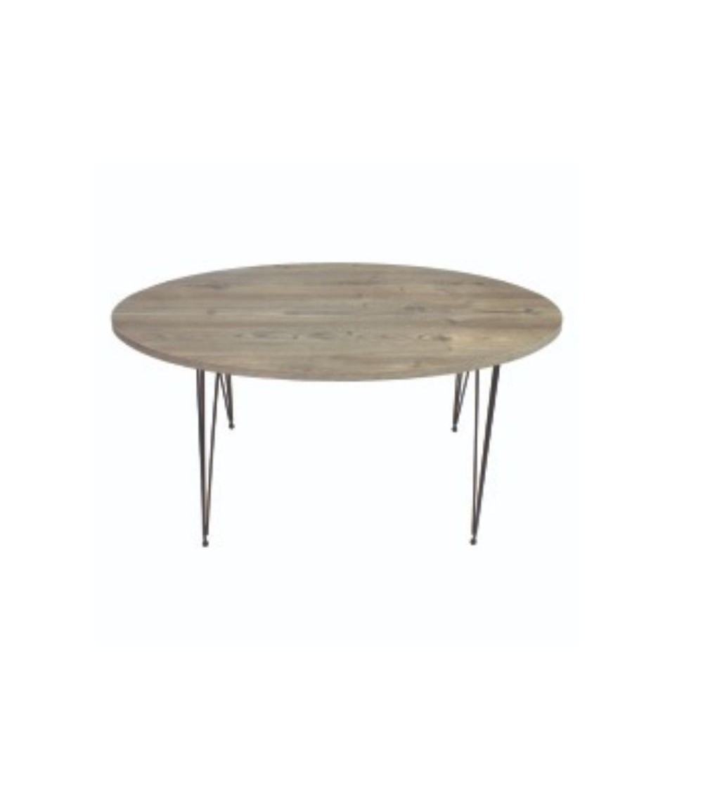 Tavolino ovale da salotto Terek p472 colore grigio pino gambe nere