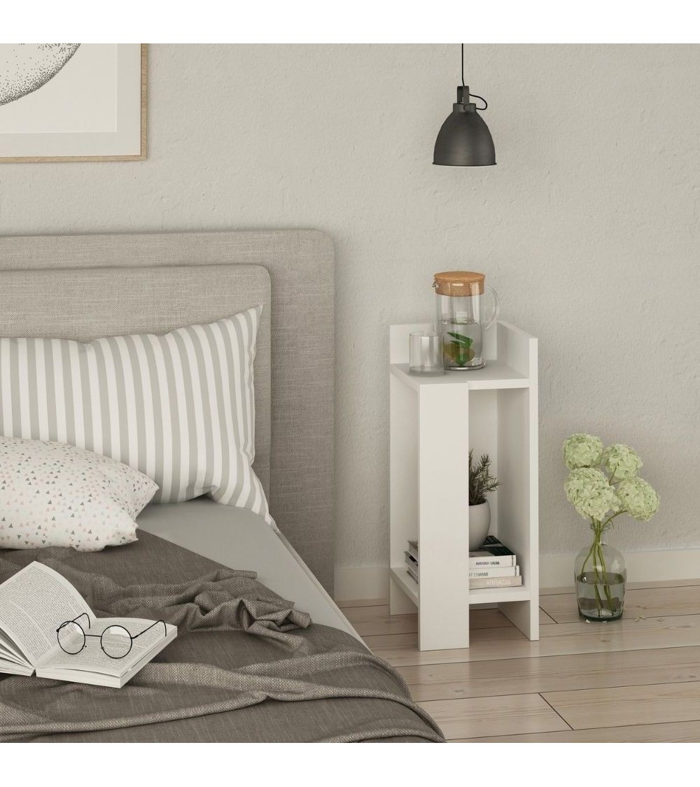 Tavolino comodino di design Elos colore bianco 27x25x60h destro