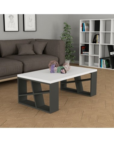 Tavolino da salotto Honey piano bianco e gambe antracite