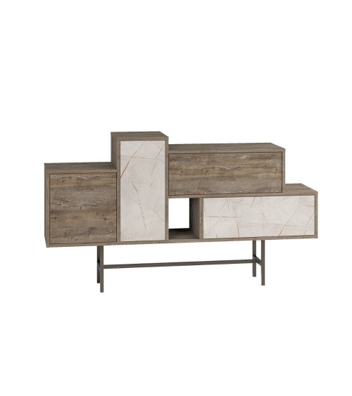 Madia Hermes colore dark coffee con ante e cassetti effetto marmo 160 cm