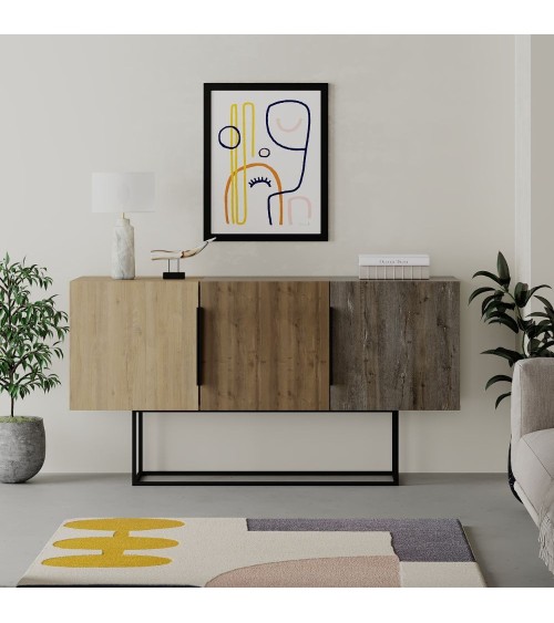 Madia Tontini 3 ante colore rovere noce e dark coffe 150 cm