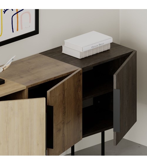 Madia Tontini 3 ante colore rovere noce e dark coffe 150 cm