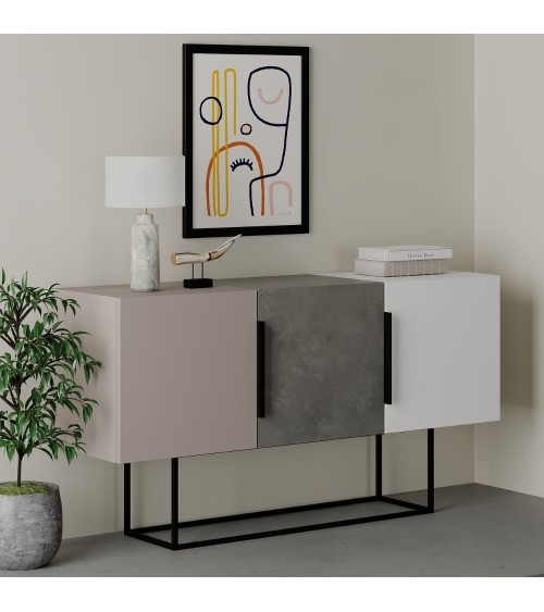 Madia Tontini 3 ante colore tortora cemento bianco 150 cm