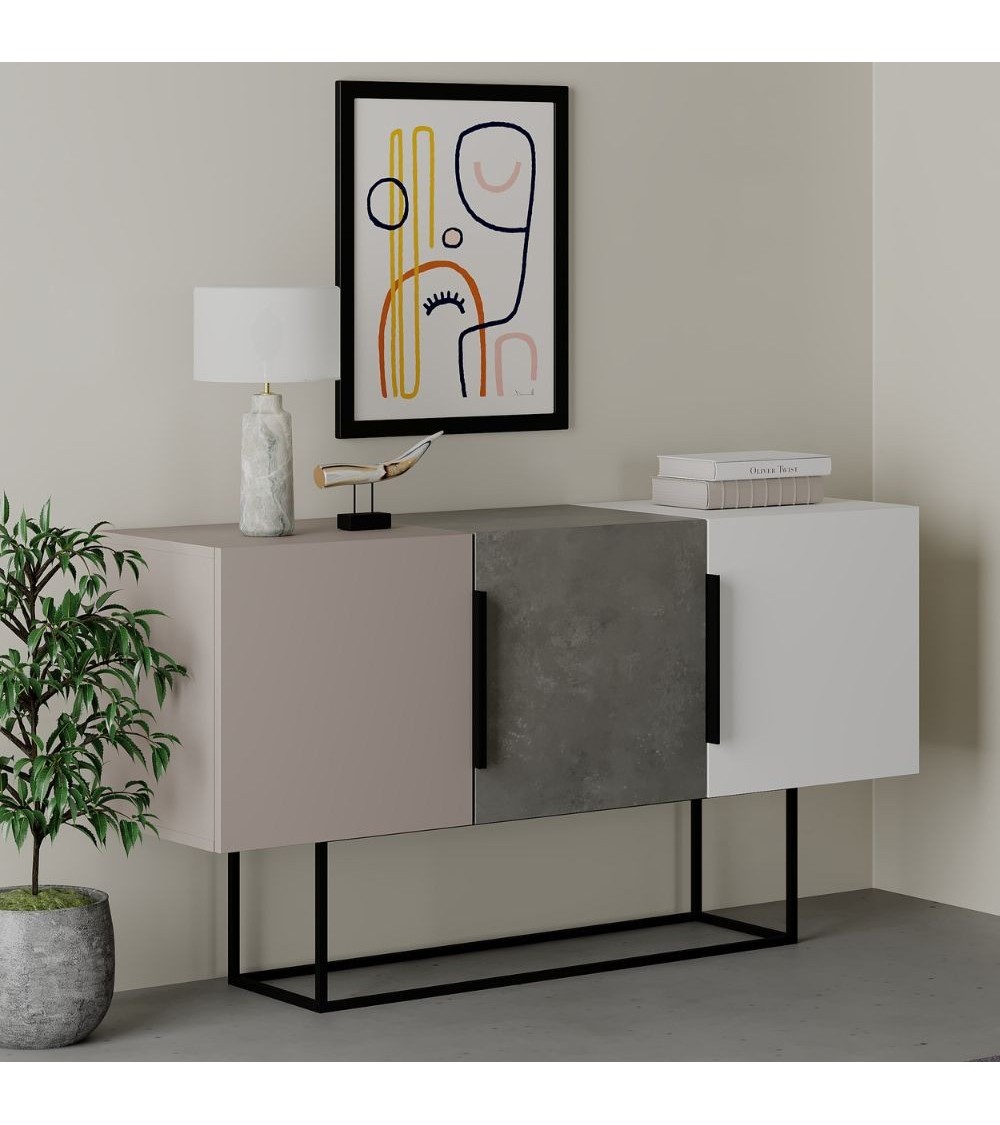 Madia Tontini 3 ante colore tortora cemento bianco 150 cm