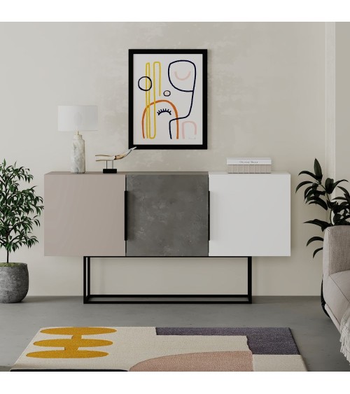 Madia Tontini 3 ante colore tortora cemento bianco 150 cm