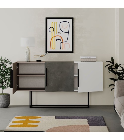 Madia Tontini 3 ante colore tortora cemento bianco 150 cm