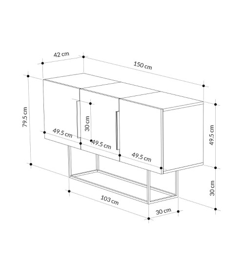 Madia Tontini 3 ante colore tortora cemento bianco 150 cm