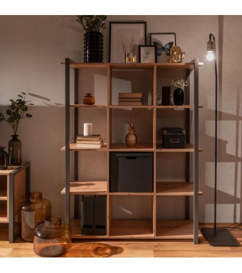 Libreria Denver 31 a cubi colore rovere quercia con profili antracite