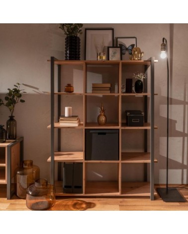 Libreria Denver 31 a cubi colore rovere quercia con profili antracite